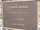 Conrad MENGEL, born 14-1-1875 died 6-7-1961; Bergen Djuan cemetery, Crows Nest Shire 