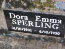 Dora Emma SPERLING, 31-10-1901 - 6-10-1950; Bergen Djuan cemetery, Crows Nest Shire 