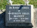 
Evelyn Delia MOFFITT
B: 25 Apr 1916
D: 22 Jun 1990

Bethania (Lutheran) Bethania, Gold Coast
