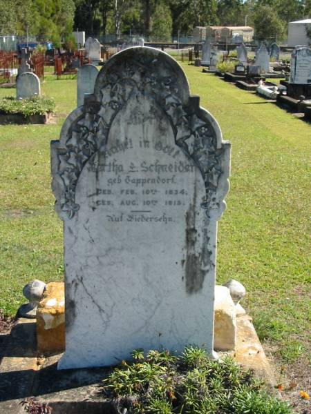 Bertha E? SCHNEIDER  | geb Cappendorf  | geb 10 Feb 1834  | ges 10 Aug 1915  |   | Bethania (Lutheran) Bethania, Gold Coast  | 