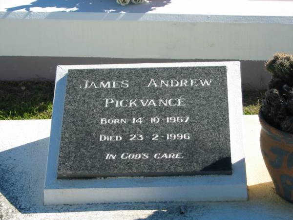 James Andrew PICKVANCE  | B: 14 Oct 1967  | D: 23 Feb 1996  |   | Bethania (Lutheran) Bethania, Gold Coast  | 