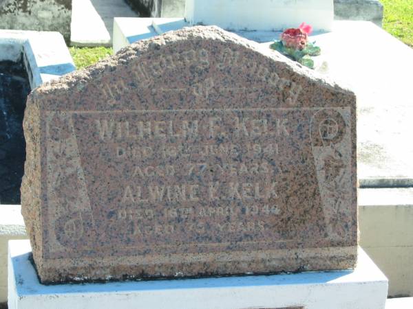 Wilhelm F KELK  | 16 Jun 1941  | aged 77  |   | Alwine E KELK  | 16 Apr 1944  | aged 75  |   | Bethania (Lutheran) Bethania, Gold Coast  | 