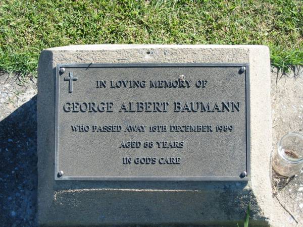 George Albert BAUMANN  | 18 Dec 1989  | aged 88  |   | Bethania (Lutheran) Bethania, Gold Coast  | 