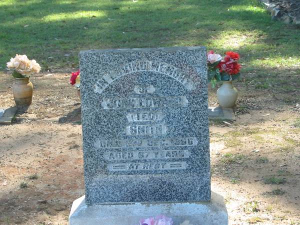 John Edward (Ted) SMITH,  | died 2 Dec 1956 aged 67 years;  | Blackbutt-Benarkin cemetery, South Burnett Region  | 