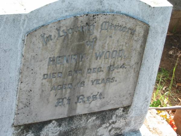 Henry WOOD,  | died 2 Dec 1944 aged 16 years;  | Blackbutt-Benarkin cemetery, South Burnett Region  | 