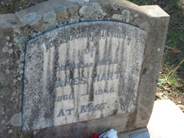 James HART,  | uncle,  | 1860 - 1946;  | Blackbutt-Benarkin cemetery, South Burnett Region  | 