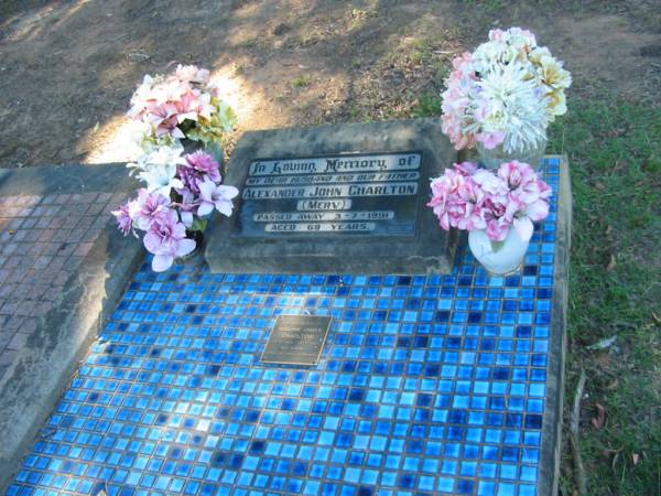 Alexander John (Merv) CHARLTON,  | husband father,  | died 3-7-1991 aged 69 years;  | William James CHARLTON,  | 25-12-1924 - 20-7-2002;  | Blackbutt-Benarkin cemetery, South Burnett Region  | 