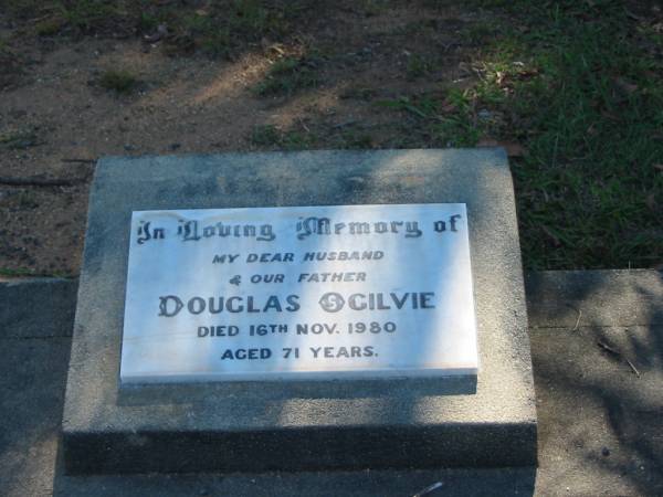 Douglas OGILVIE,  | husband father,  | died 16 Nov 1980 aged 71 years;  | Blackbutt-Benarkin cemetery, South Burnett Region  | 