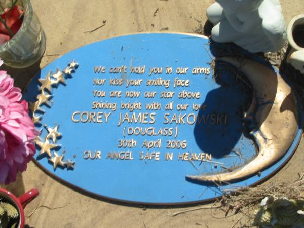 Corey James SAKOWSKI (DOUGLASS),  | died 30 April 2006;  | Blackbutt-Benarkin cemetery, South Burnett Region  | 