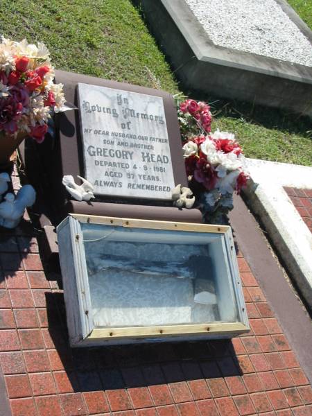 Gregory HEAD,  | husband father son brother,  | died 4-9-1981 aged 37 years;  | Blackbutt-Benarkin cemetery, South Burnett Region  | 