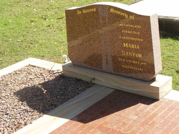 Maria KANTOR,  | wife mother grandmother,  | died 11 Sept 1999 aged 80 years;  | Blackbutt-Benarkin cemetery, South Burnett Region  | 