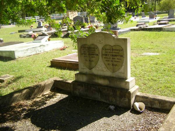 Jesse CRUMPTON,  | husband father,  | 1852 - 1925;  | Nancy CRUMPTON,  | mother,  | died 1 Nov 1946 aged 93 years;  | Blackbutt-Benarkin cemetery, South Burnett Region  | 