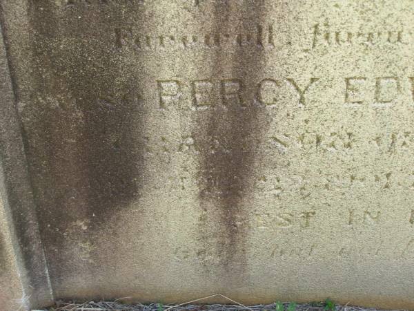 Alice BYGRAVE,  | 10? Dec 1904 aged 67 years 6 months 11 days;  | Percy Edward BYGRAVE,  | grandson,  | died 22 April ????,  | Blackbutt-Benarkin cemetery, South Burnett Region  | 