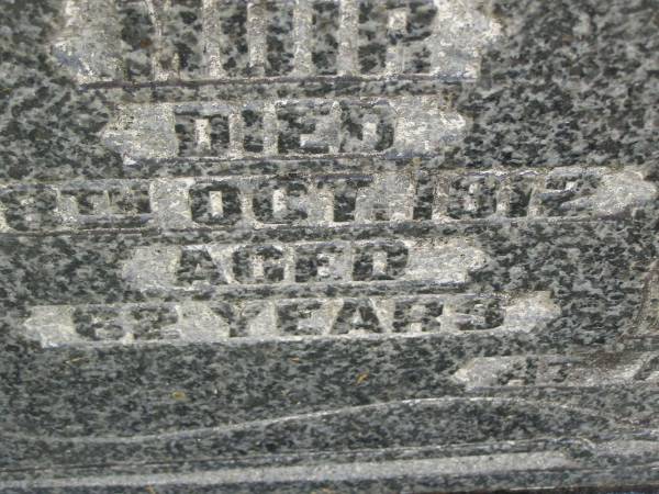 Janet C. MUIR,  | died 18 Oct 1912 aged 62 years;  | James MUIR,  | died 24 Feb 1955 aged 85 years;  | Blackbutt-Benarkin cemetery, South Burnett Region  | 
