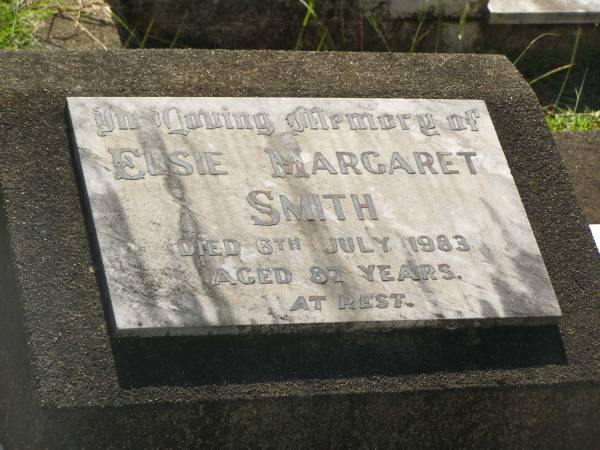 Elsie Margaret SMITH,  | died 6 July 1983 aged 87 years;  | Blackbutt-Benarkin cemetery, South Burnett Region  | 