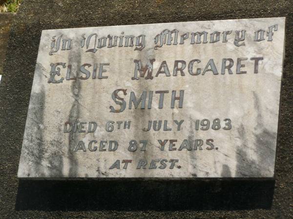 Elsie Margaret SMITH,  | died 6 July 1983 aged 87 years;  | Blackbutt-Benarkin cemetery, South Burnett Region  | 