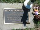 
Ailsa Annie RICHARDSON,
1925 - 1999,
wife of Sydney (Syd),
mother of Barry & Glenys,
mother-in-law of Raymond (Butch),
grandmother of Ann, Craig & Lisa;
Blackbutt-Benarkin cemetery, South Burnett Region
