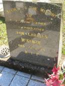 
John Charles MCKENZIE,
father grandfather,
died 22-2-74;
Blackbutt-Benarkin cemetery, South Burnett Region
