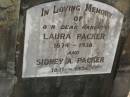 
Laura PACKER,
1874 - 1938;
Sidney A. PACKER,
1871 - 1956;
parents;
Blackbutt-Benarkin cemetery, South Burnett Region
