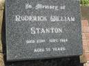 
Roderick William STANTON,
died 23 Sept 1984 aged 75 years;
Blackbutt-Benarkin cemetery, South Burnett Region
