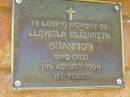 Llewela Elizabeth SHANNON, died 11 Aug 1994 aged 83 years; Bribie Island Memorial Gardens, Caboolture Shire 