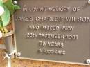 James Charles WILSON, died 26 Dec 1981 aged 75 years; Bribie Island Memorial Gardens, Caboolture Shire 