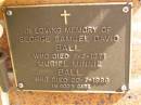 
George Samuel David BALL,
died 7-2-1971;
Muriel Minnie BALL,
died 20-7-1988;
Bribie Island Memorial Gardens, Caboolture Shire
