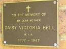 Daisy Victoria BELL, mother, 1897 - 1947; Bribie Island Memorial Gardens, Caboolture Shire 