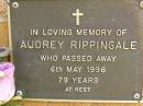 Audrey RIPPINGALE, died 6 May 1996 aged 79 years; Bribie Island Memorial Gardens, Caboolture Shire 