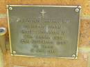 Shirley Joan BARTHOLOMEW,
died 23 Nov 1997 aged 60 years;
Bribie Island Memorial Gardens, Caboolture Shire