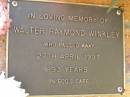 Walter Raymond WINKLEY, died 27 April 1997 aged 93 years; Bribie Island Memorial Gardens, Caboolture Shire 