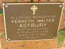 
Kenneth Walter ASTBURY,
died 9 Feb 2006 aged 76 years;
Bribie Island Memorial Gardens, Caboolture Shire
