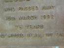 Leslie NEAL,
died 15 March 1992 aged 73 years;
Bribie Island Memorial Gardens, Caboolture Shire