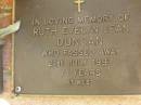 Ruth Evelyn Jean DUNCAN,
died 21 July 1997 aged 71 years;
Bribie Island Memorial Gardens, Caboolture Shire