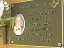 
James Newton HEMPHILL,
died 12 May 1999 aged 90 years;
Bribie Island Memorial Gardens, Caboolture Shire
