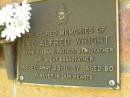Leo Alfred WRIGHT,
husband father grandfather great-grandfather,
died 25-12-97 aged 80 years;
Bribie Island Memorial Gardens, Caboolture Shire