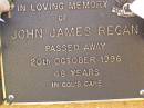 John James REGAN,
died 20 Oct 1996 aged 48 years;
Bribie Island Memorial Gardens, Caboolture Shire