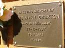 Lois Mary BROXTON, died 27-10-1997 aged 73 years; Bribie Island Memorial Gardens, Caboolture Shire 