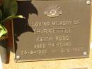 Keith Ross THIRKETTLE,
29-8-1922 - 5-5-1987 aged 74 years;
Bribie Island Memorial Gardens, Caboolture Shire