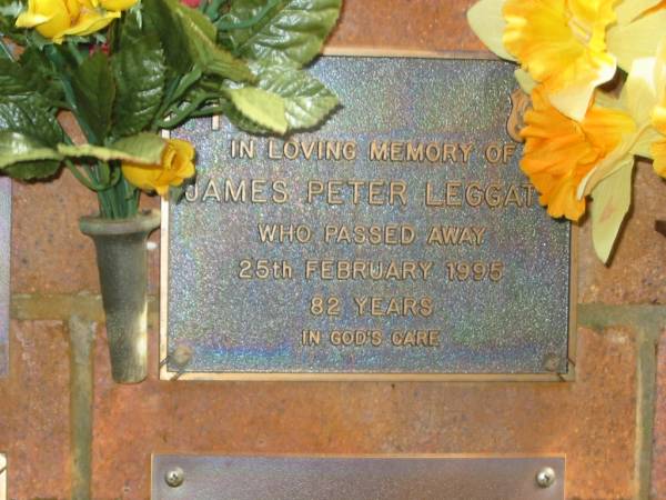James Peter LEGGAT,  | died 25 Feb 1995 aged 82 years;  | Bribie Island Memorial Gardens, Caboolture Shire  | 