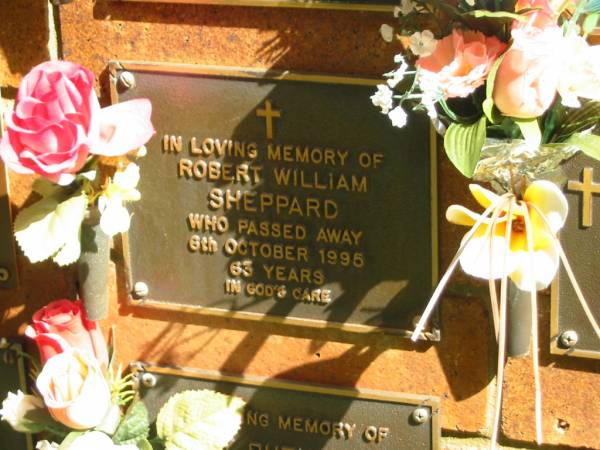 Robert William SHEPPARD,  | died 6 Oct 1995 aged 63 years;  | Bribie Island Memorial Gardens, Caboolture Shire  | 