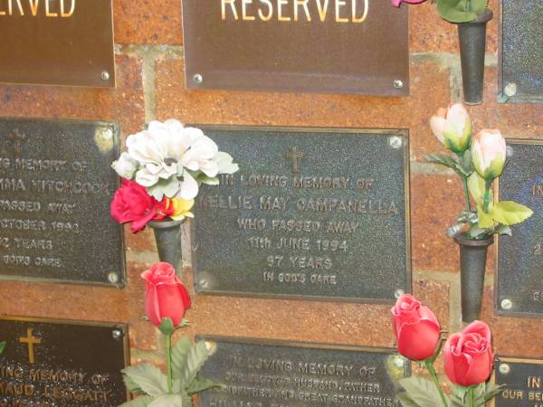 Nellie May CAMPANELLA,  | died 11 June 1994 aged 97 years;  | Bribie Island Memorial Gardens, Caboolture Shire  | 