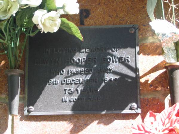 Elwyn Hooper GOWER,  | died 19 Dec 1989 aged 73 years;  | Bribie Island Memorial Gardens, Caboolture Shire  | 