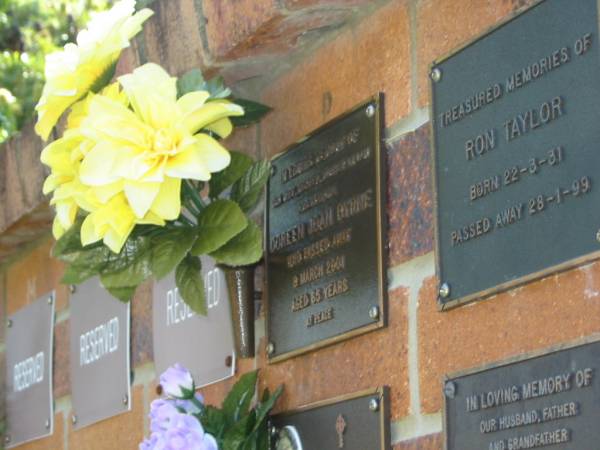 Doreen Joan BYRNE,  | died 8 March 2001 aged 65 years;  | Bribie Island Memorial Gardens, Caboolture Shire  | 