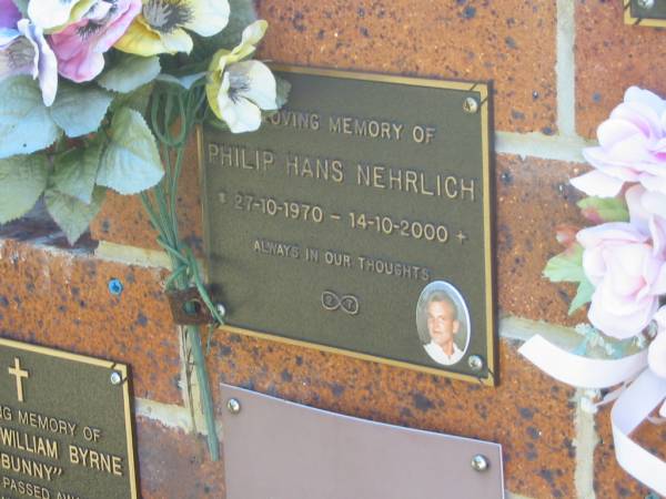 Philip Hans NEHRLICH,  | 27-10-1970 - 14-10-2000;  | Bribie Island Memorial Gardens, Caboolture Shire  | 