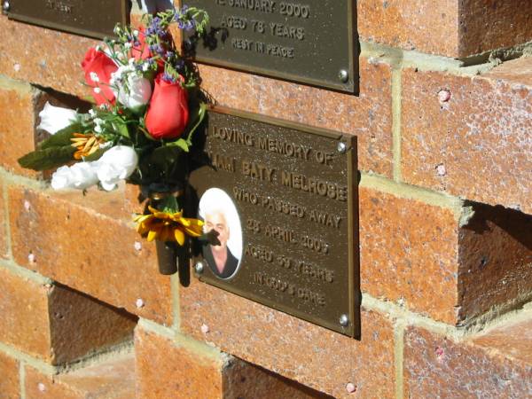 William Baty MELROSE,  | died 28 April 2005 aged 59 years;  | Bribie Island Memorial Gardens, Caboolture Shire  | 