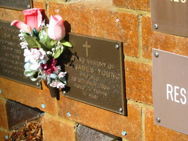 Neil James YOUNG,  | died 29 Oct 2005 aged 74 years;  | Bribie Island Memorial Gardens, Caboolture Shire  | 