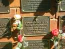 Irene RICHARDSON,
died 13-6-94,
remembered husband children grandchildren;
Bribie Island Memorial Gardens, Caboolture Shire
