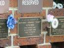 Anthony Horace (Tony) KITCHEN,
died 18 Oct 2006 aged 74 years;
Bribie Island Memorial Gardens, Caboolture Shire