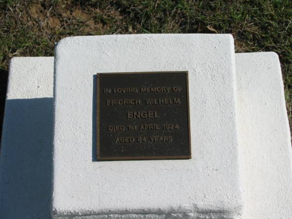 Fridrich Wilhelm ENGEL,  | died 1 April 1924 aged 84 years;  | Apostolic Church of Queensland, Brightview, Esk Shire  | 